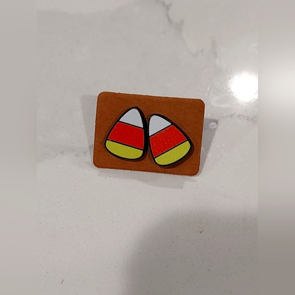 Candy Corn Enamel Earrings - Picture 1 of 1